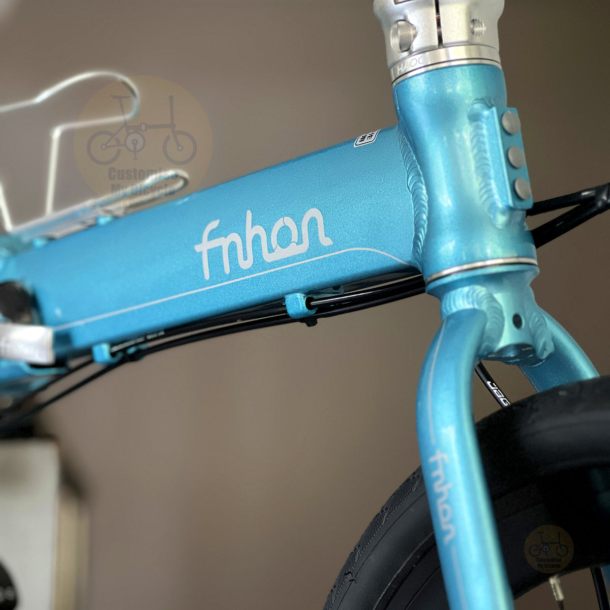 Fnhon Blast 20" Tiffany Blue folding bike with Mechanical wired disc brake