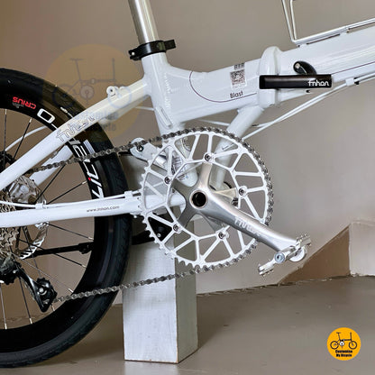 Close up of FNHON Hollowtech crank and Litepro 54t chainring
