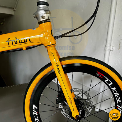 Golden Yellow Fnhon Blast 20-Inch Foldable Bicycle – Lightweight & High-Performance Foldie
