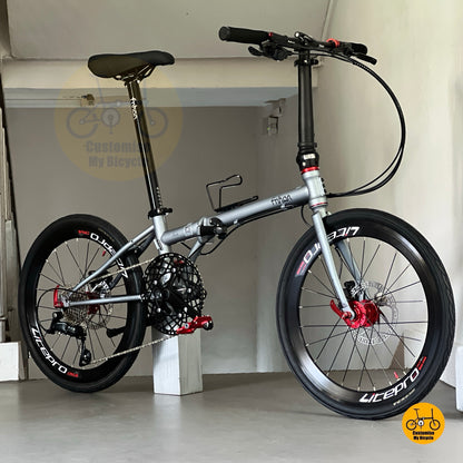 Full frame view Fnhon Gale 22 Battleship Grey folding bike