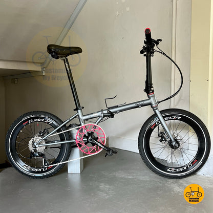 Basikal Lipat Fnhon Gale 20 Inci Shimano 9 Kelajuan Battleship Grey Rangka Keluli Tayar Tahan Lasak Mudah Lipat