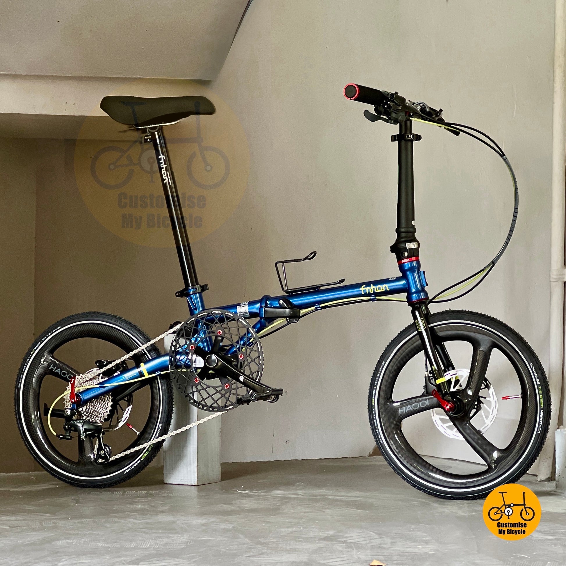 风行蚂蚁腿 fgd1618 18寸 深海蓝 禧玛诺10速 折叠自行车 城市通勤轻量折叠单车