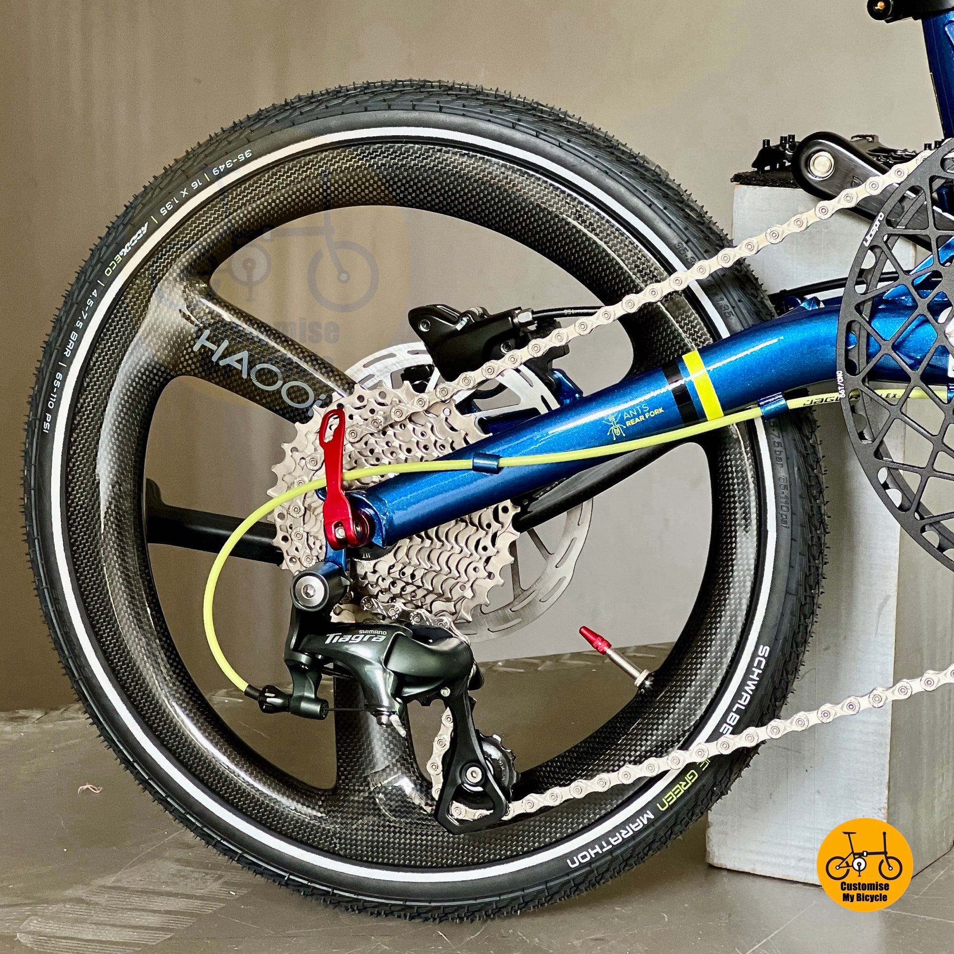 Fnhon Gust foldable bike close up HAOOi trispokes front wheel folding bicycle performance wheelset
