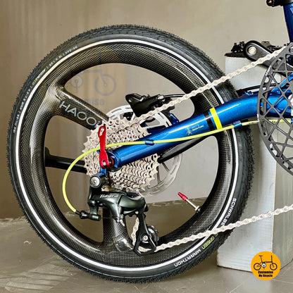 Fnhon Gust foldable bike close up HAOOi trispokes front wheel folding bicycle performance wheelset
