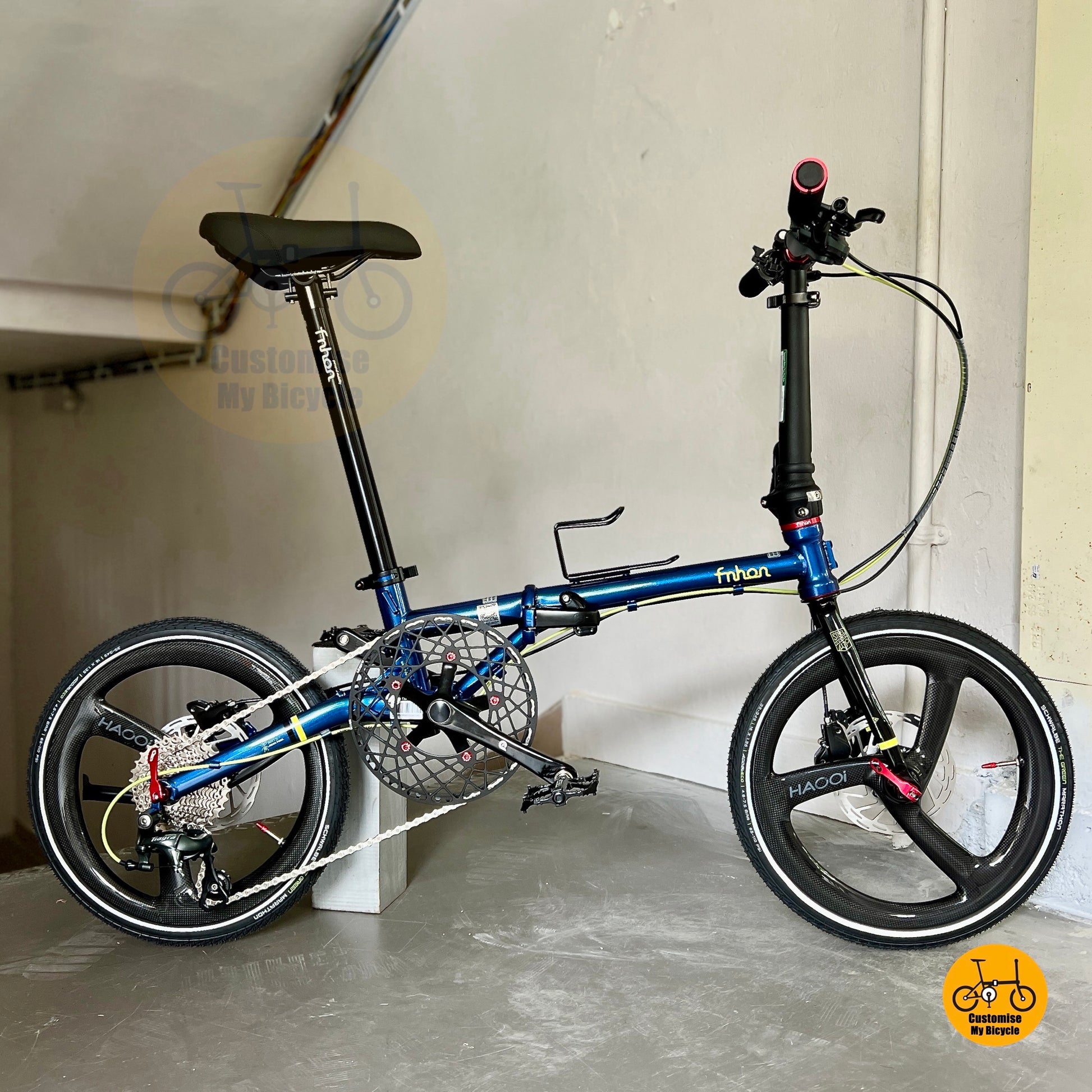 Basikal Lipat Fnhon Gust 18 Inci Deep Sea Blue Shimano 10 Kelajuan Basikal Lipat Kompak Untuk Komuter Bandar
