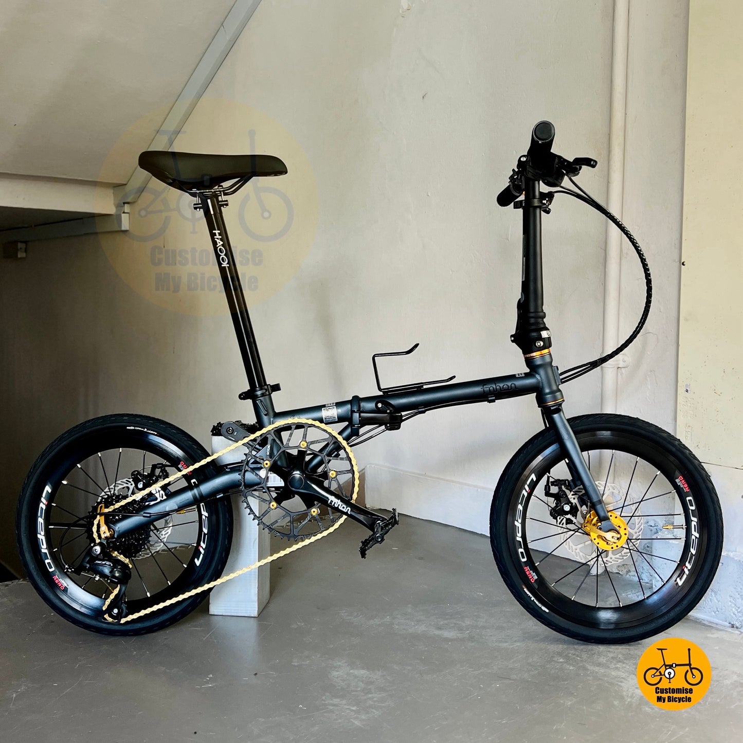 Fnhon Gust 18 Inch Foldable Bike Dark Teal Blue Shimano 9 Gears Compact Folding Bicycle For MRT Commuting
