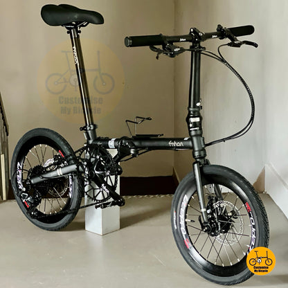 Folding Bike Fnhon Gust 18 Inch Shimano 9 Speed Matte Black Portable Foldable Bicycle For MRT Bus Friendly Commute
