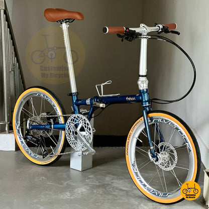 风行蚂蚁腿22寸深海蓝折叠自行车禧玛诺9速铬钼钢车架