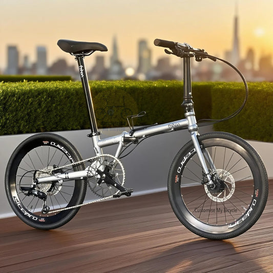 Fnhon Gust 22 Inch Folding Bike Battleship Grey With Shimano 9 Gears Chromoly Steel Frame
