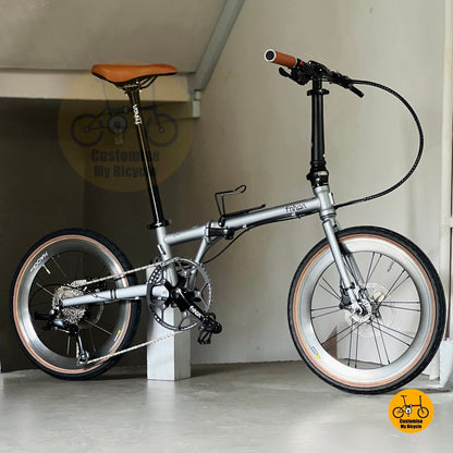 Sepeda Lipat Fnhon Gust 20 Inci Abu Abu Battleship Shimano 9 Kecepatan Sepeda Rangka Baja Untuk Perkotaan
