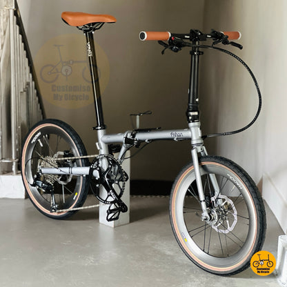 Fnhon Gust 20 inch folding bike Battleship Grey full side view foldable bicycle chromoly steel frame
