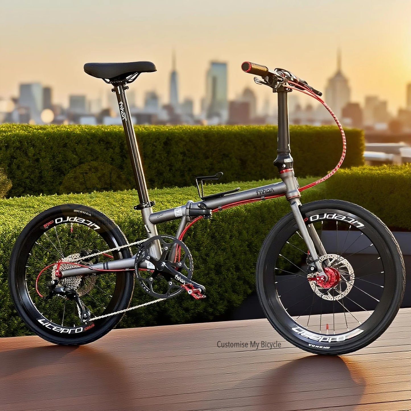 Fnhon Gust 22 Inch Battleship Grey Foldable Bicycle With Mechanical Disc Brake And 54T Chainring
