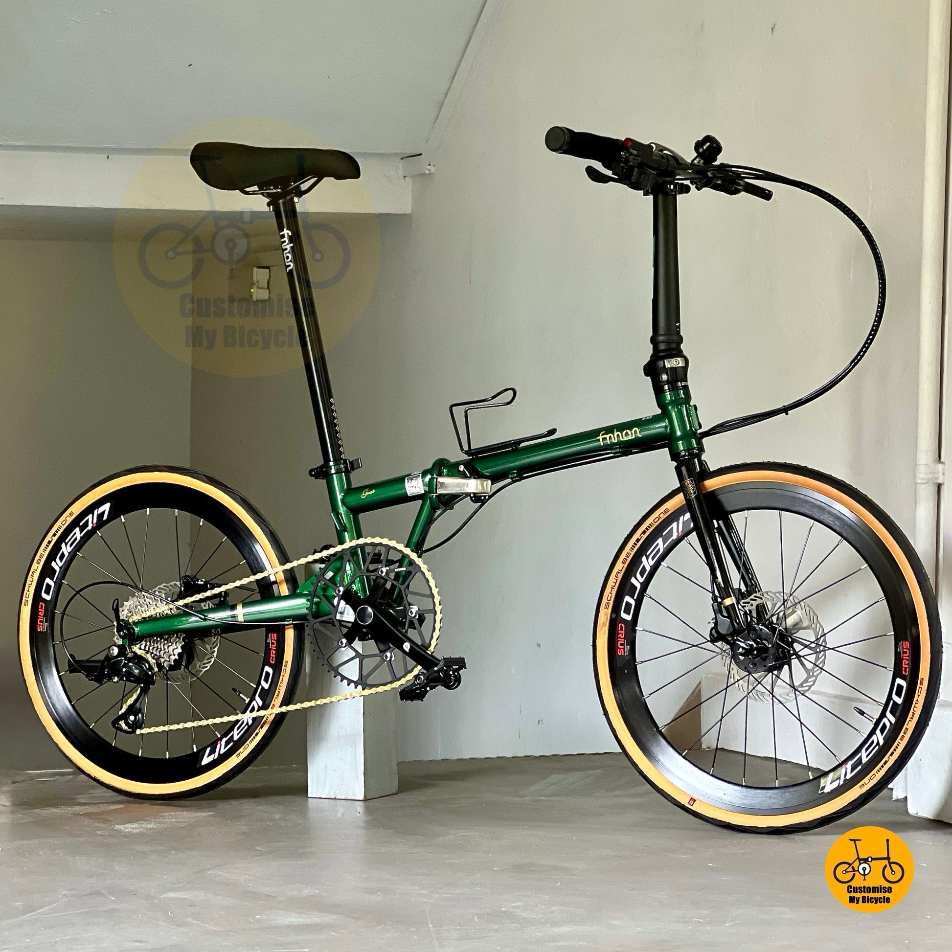 风行蚂蚁腿 fgd2018 22寸 邮政绿 折叠自行车 禧玛诺9速