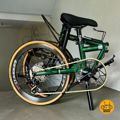 Basikal Lipat Fnhon Gust 22 Inci Warna Hijau Zamrud Shimano 9 Kelajuan
