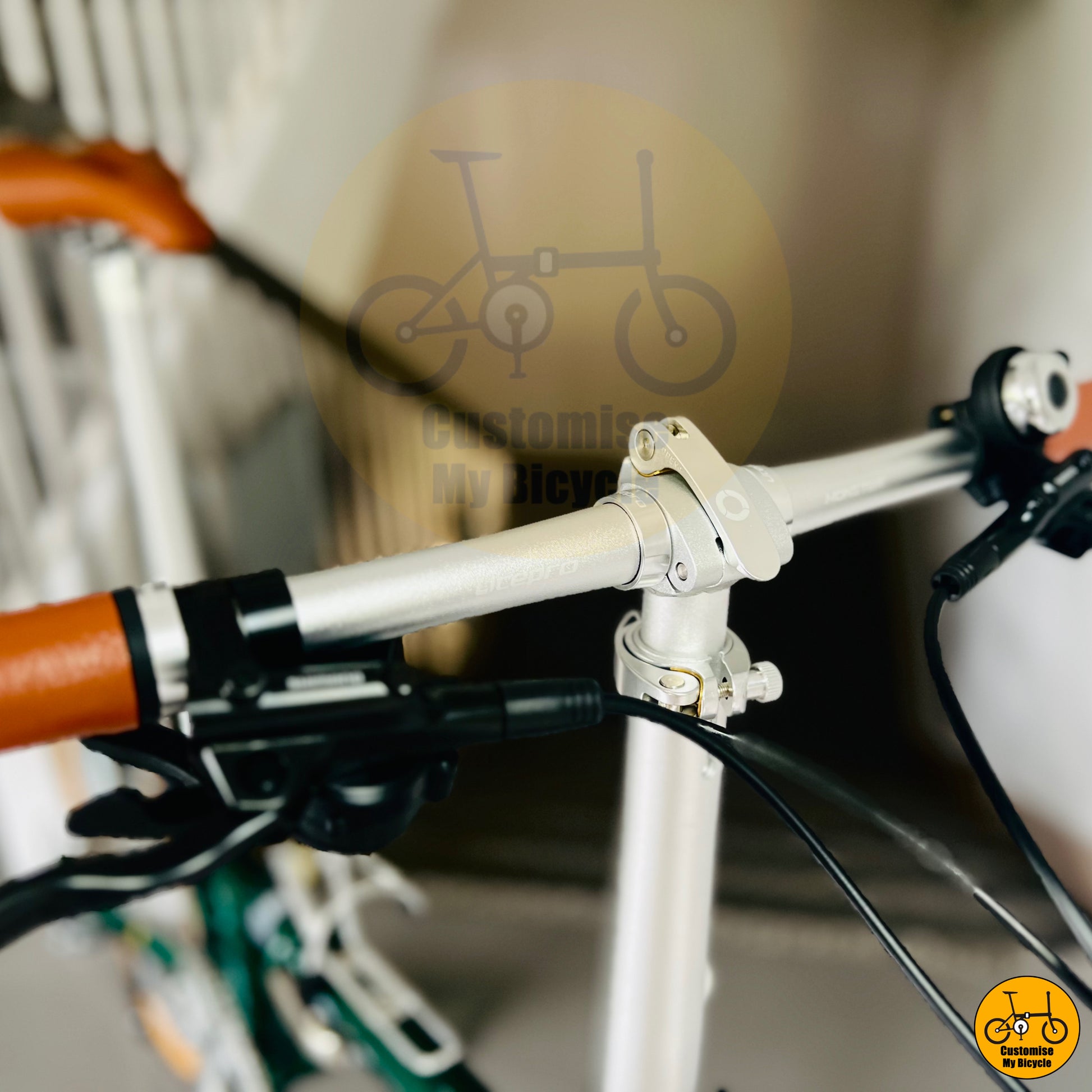 Folding bike with ergonomic brown handle grips for comfortable rides
