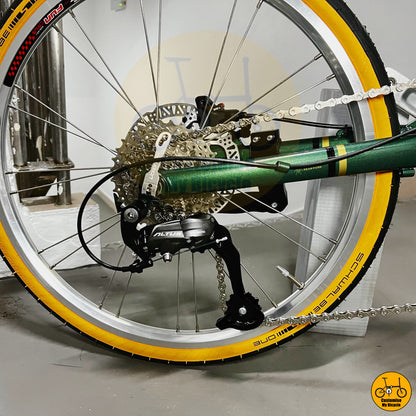 Fnhon Gust 22-inch retro bicycle with Schwalbe tan wall tyres
