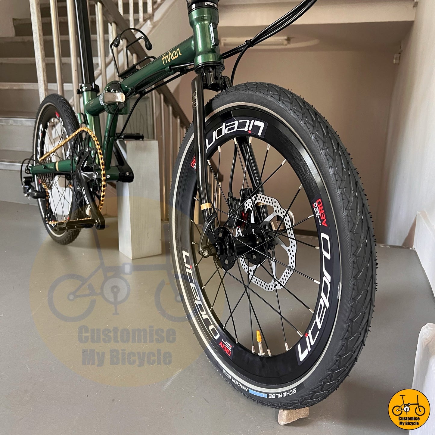 Fnhon Gust 9-speed foldie with LITEPRO aero wheels  
