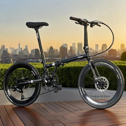 Fnhon Gust 22 Inch Folding Bike All Matte Black With Shimano 9 Gears And Hydraulic Disc Brake
