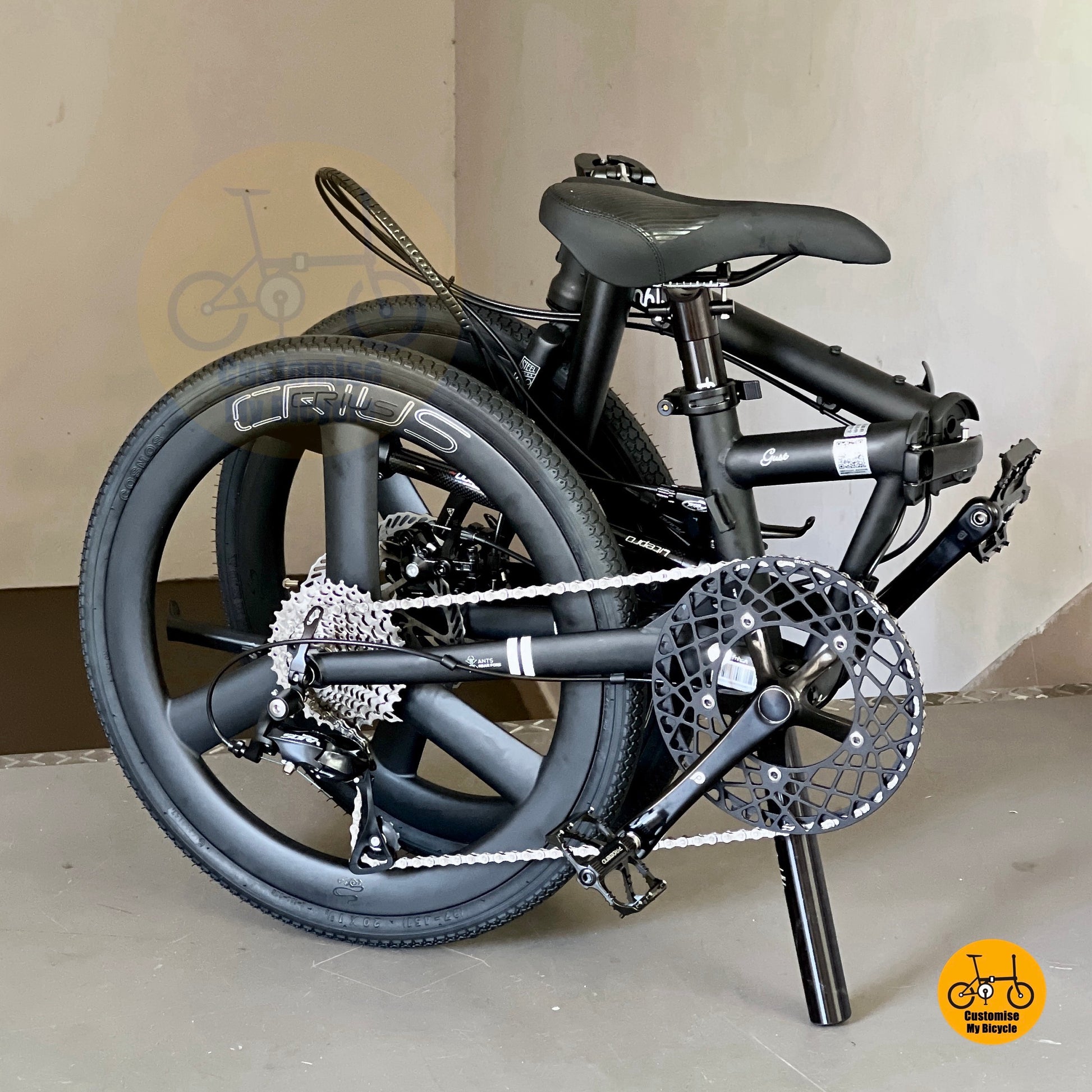 Full folded bike of Fnhon Gust 22-inch showcasing carbon wheels and performance geometry
