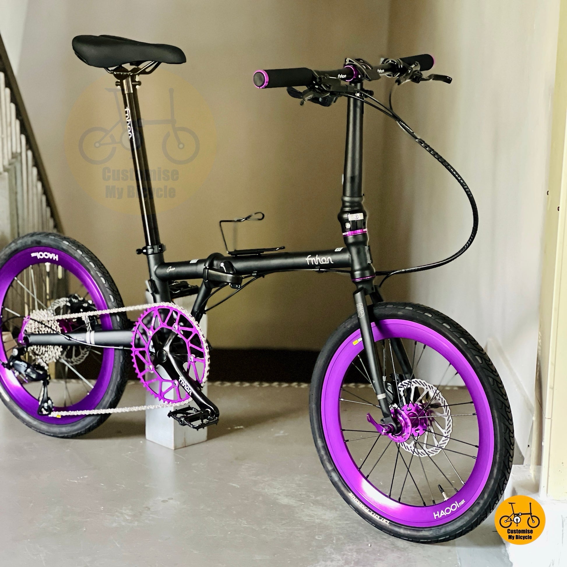 Fnhon Gust 20 Inch Matte Black Folding Bike With Shimano 9 Gears Hydraulic Brake Chromoly Steel Frame For City Riding
