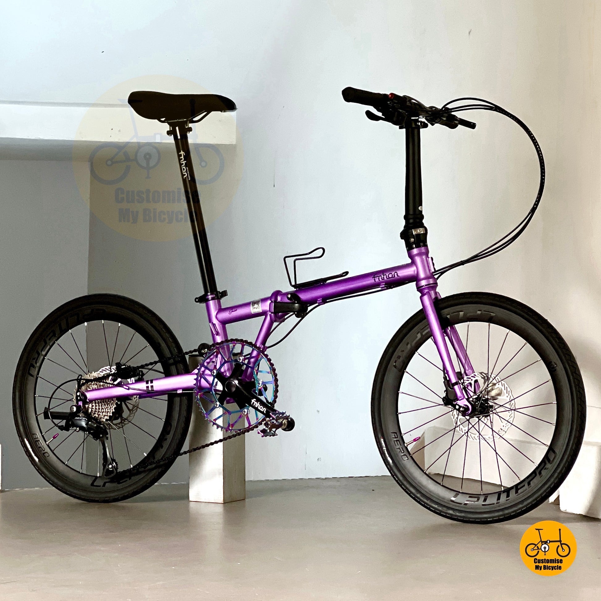 Fnhon Gust 22 Inch Lavender Purple Folding Bike with Chromoly Steel Frame and Shimano 9 Gears
