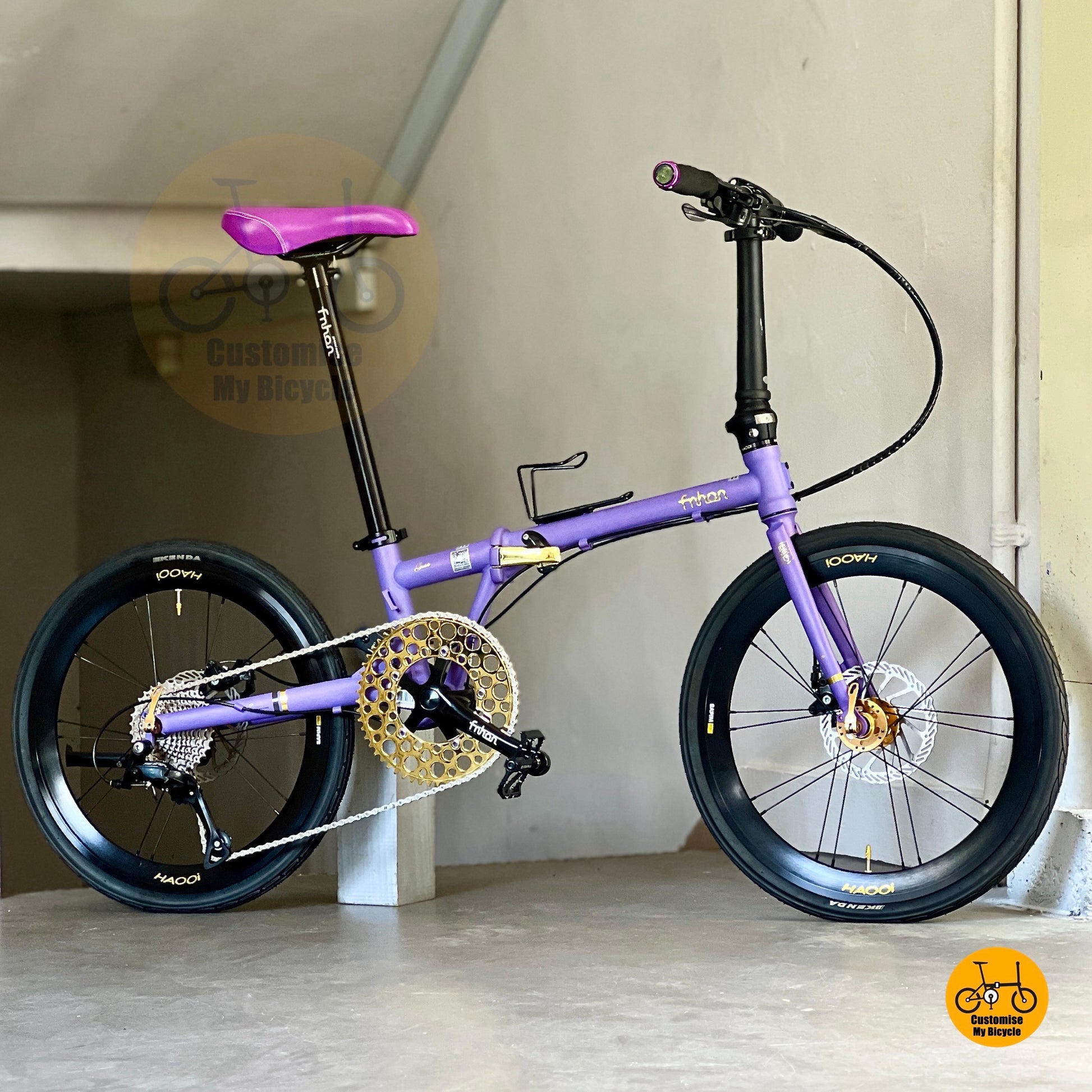 风行蚂蚁腿 fgd 22寸 折叠自行车 紫色 禧玛诺 9速 钢架