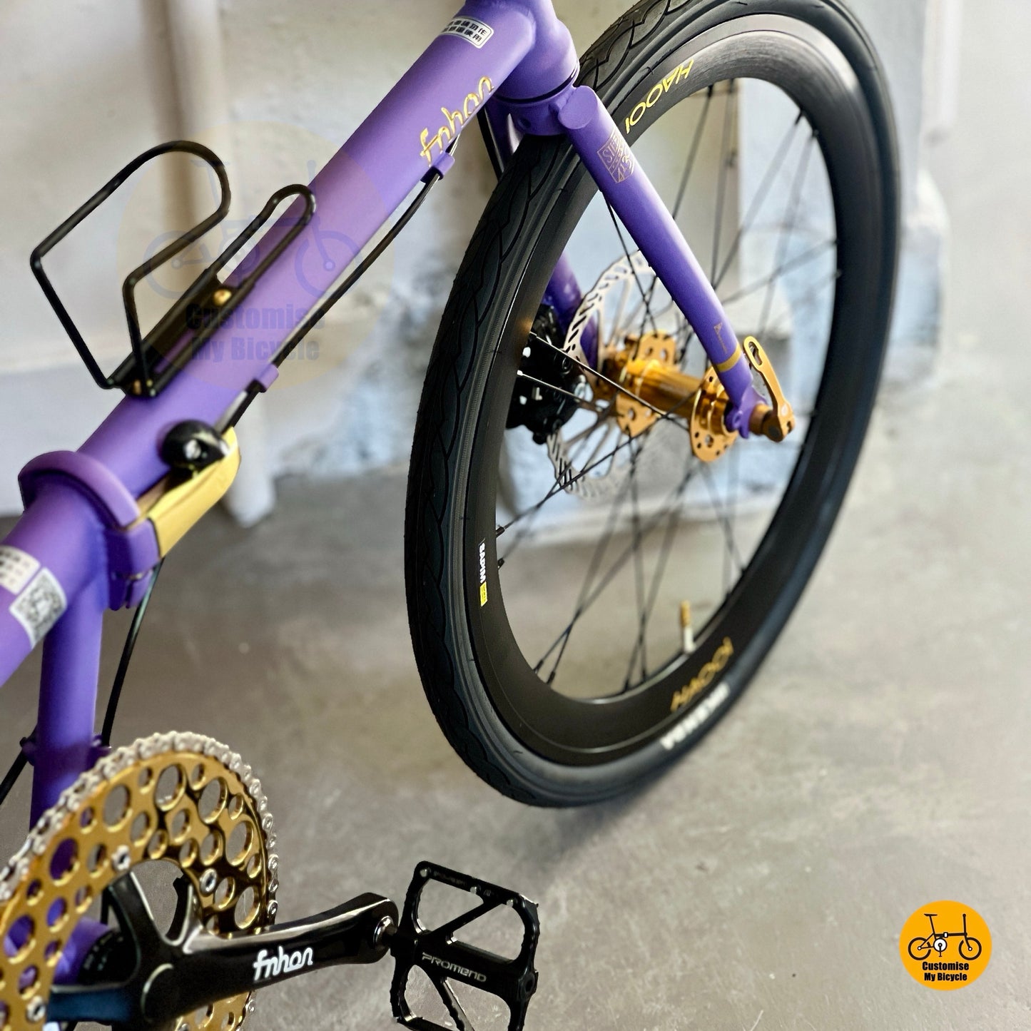 Fnhon Gust Velvet Purple folding bike outdoor lifestyle view
