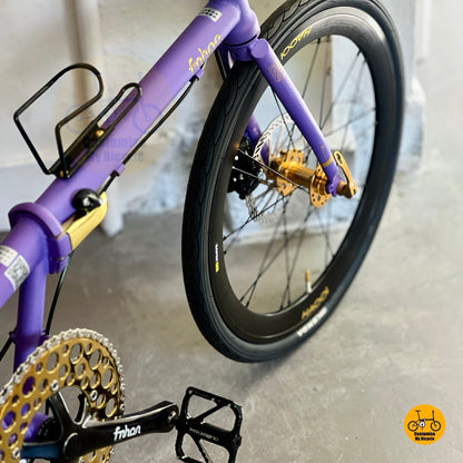 Fnhon Gust Velvet Purple folding bike outdoor lifestyle view
