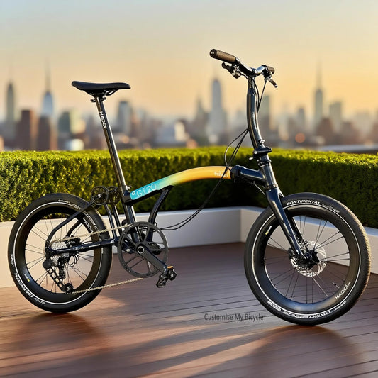 Fnhon GT20 20" Trifold Aurora Blue with 10 gears and Hydraulic Brake Side View