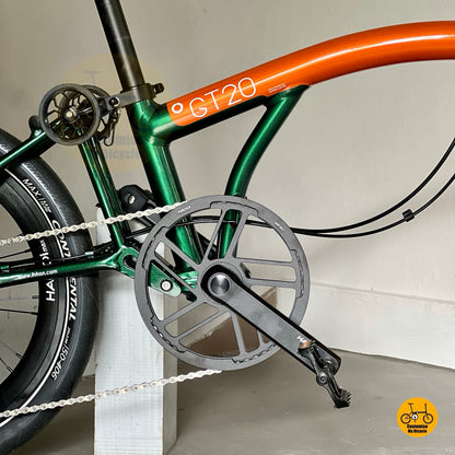 Fnhon GT20 folding bicycle Fnhon Haoi lightweight Hollowtech crankset drivetrain close up

