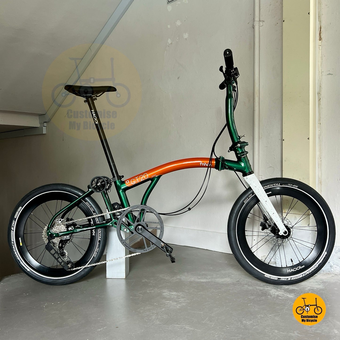 Fnhon GT20 20 inch folding bike Orange Teal Green compact urban commuter foldable bicycle ready for MRT bus travel