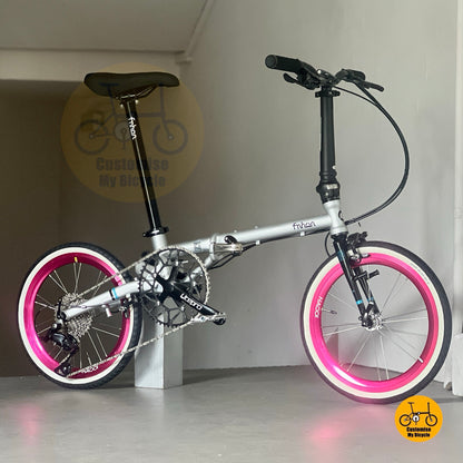 风行蚂蚁腿 18寸 折叠车 海豚灰 粉红圈 禧玛诺 9速 轻量 城市代步 小轮折叠车
16寸349