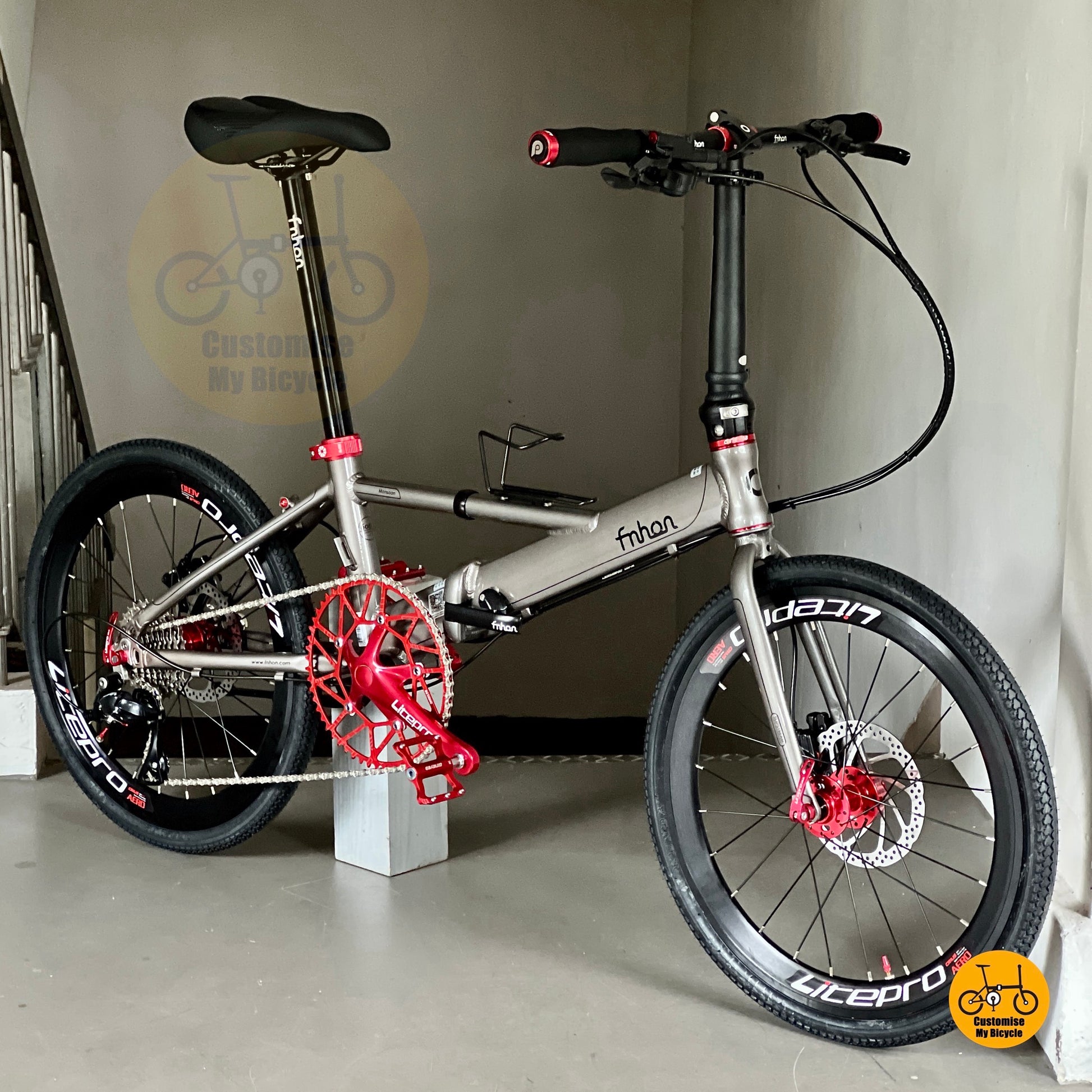 Basikal lipat Fnhon Monsoon rim besar 22 inci, ringan dan selesa untuk wanita & lelaki