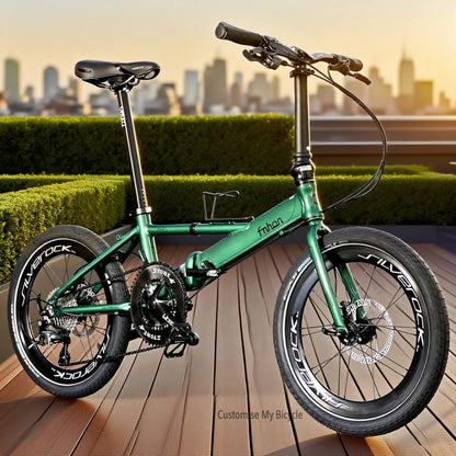 Fnhon Monsoon 20 Inch Folding Bike Emerald Green Shimano 10 Gears Tiagra Silverock Wheelset Schwalbe Big Apple Tyres Lightweight Aluminium Foldable Bicycle Urban Commuter
