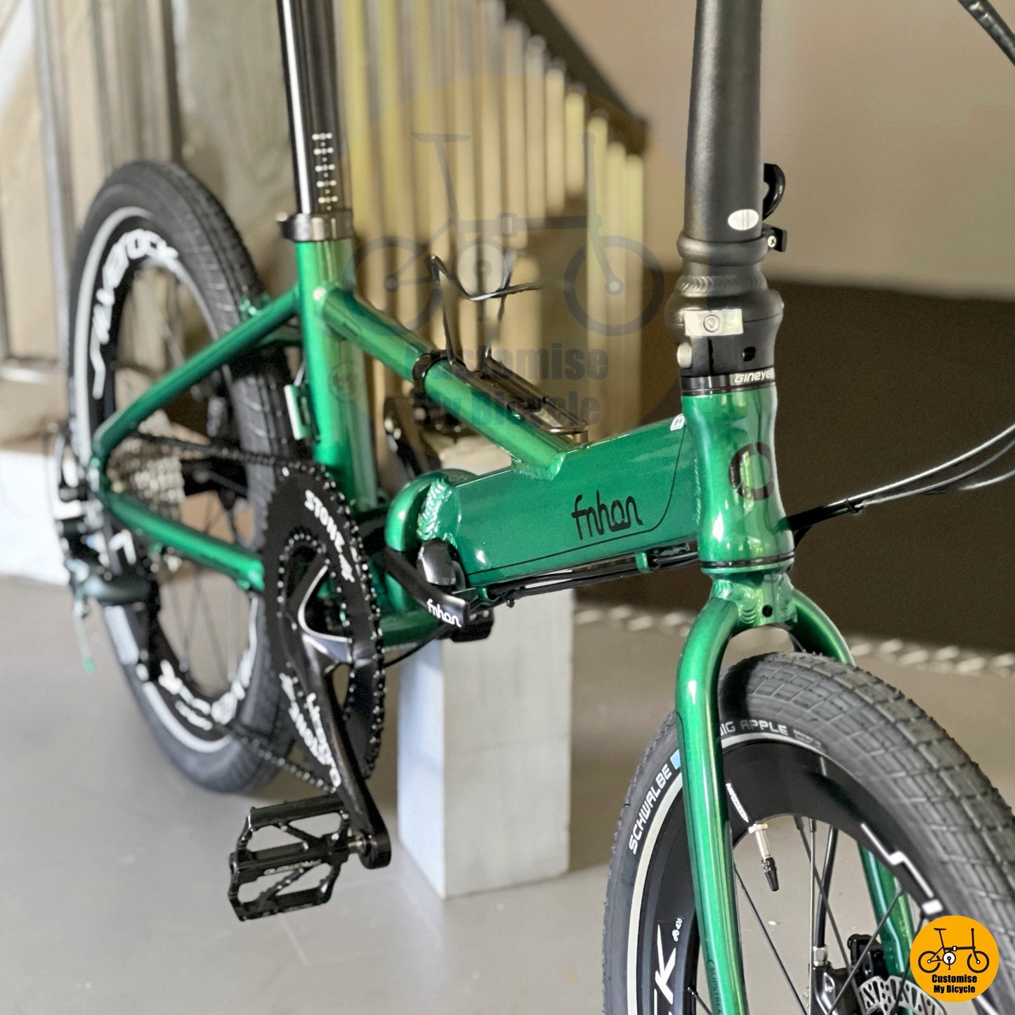 Fnhon Monsoon foldable bicycle Emerald Green lightweight aluminium alloy frame compact city folding bike
