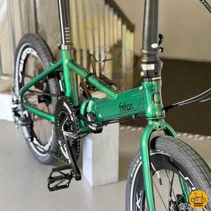 Fnhon Monsoon foldable bicycle Emerald Green lightweight aluminium alloy frame compact city folding bike
