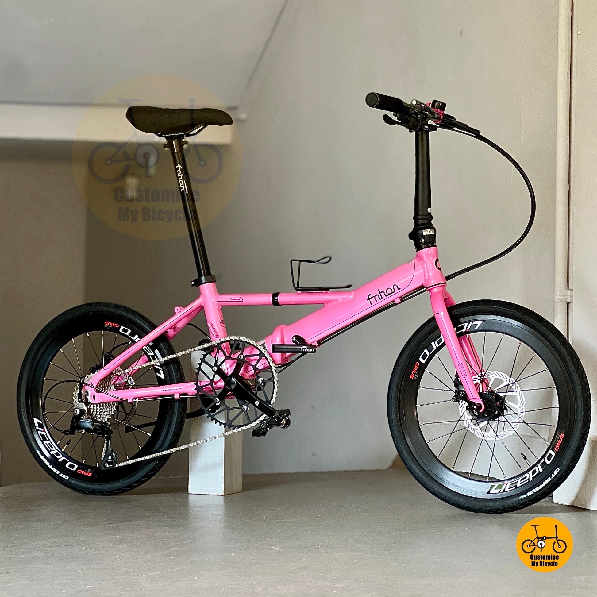 风行 Monsoon 20寸 折叠车 玫红色 轻量化 配禧玛诺9速 和 Litepro 高框轮组 YAD2018
