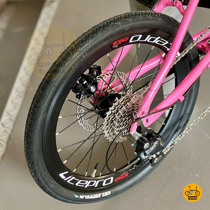 Close up of Shimano 9-speed cassette and shifting components on Fnhon Monsoon
