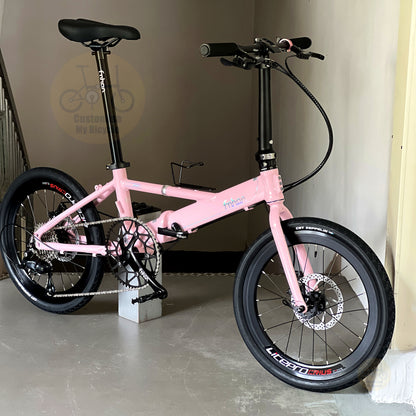 Fnhon Monsoon 20" Baby Pink foldable bicycle with Shimano 9 gears