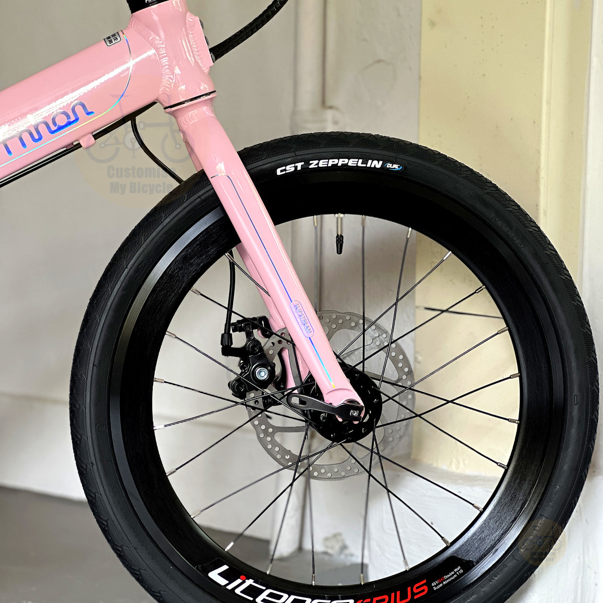Fnhon Monsoon 20" Baby Pink folding bike with KENDA/CST fast rolling tyres; LITEPRO Aero high profile wheelset