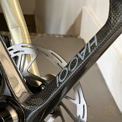 Fnhon Monsoon 22" Titanium Champagne folding bike frame material colour detail