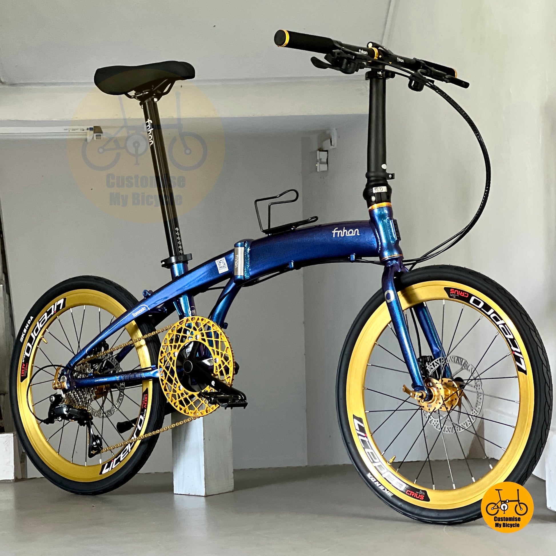 Shop Fnhon Tornado 22in folding bike Shimano 9 speed commuter lightweight Chameleon Blue
