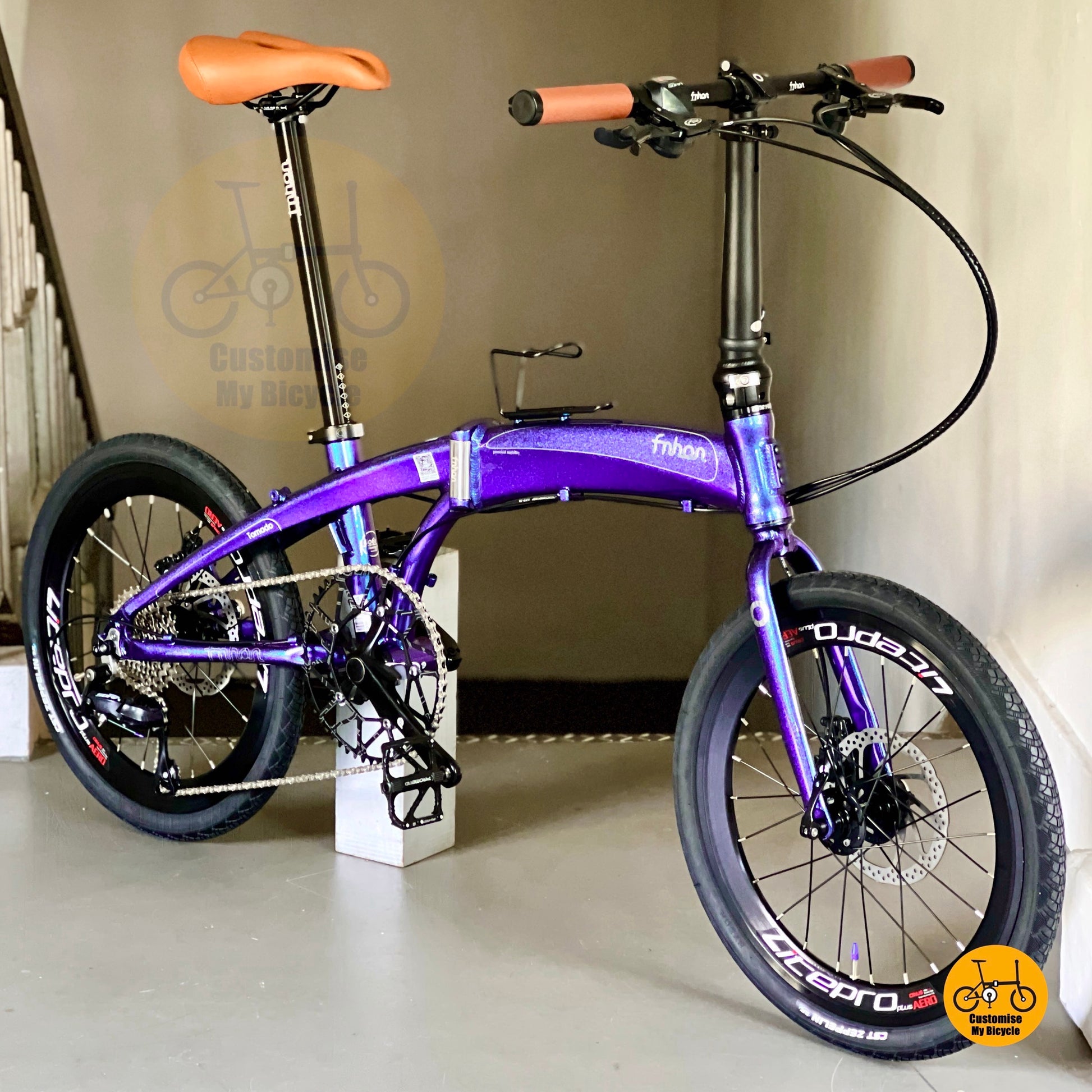 Folding Bike Fnhon Tornado 20 inch Shimano 9 Gears Chameleon Blue Portable Foldable Bicycle Compact Urban Ride
