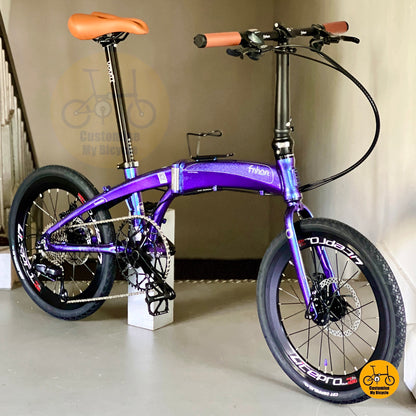 Folding Bike Fnhon Tornado 20 inch Shimano 9 Gears Chameleon Blue Portable Foldable Bicycle Compact Urban Ride
