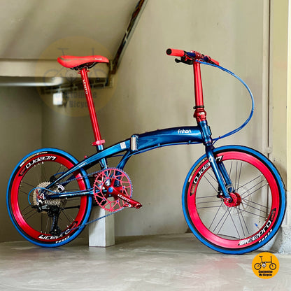 风行海豚车架 dg2018 22寸 折叠自行车 禧玛诺Deore M4100 10速 变色蓝 轻量折叠车