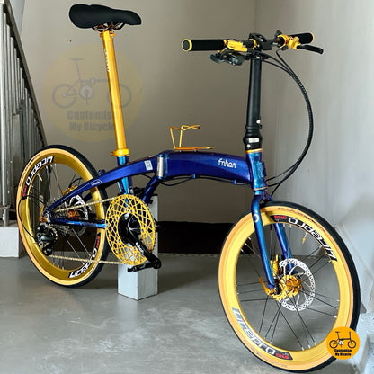 Fnhon Tornado folding bike Chameleon Blue overall high front angle folding bicycle display
