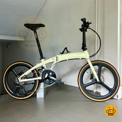 Fnhon Tornado 22 Inch Folding Bike Shimano Ultegra 11 Speed Beige Carbon Wheel Lightweight Foldable Bicycle Singapore
