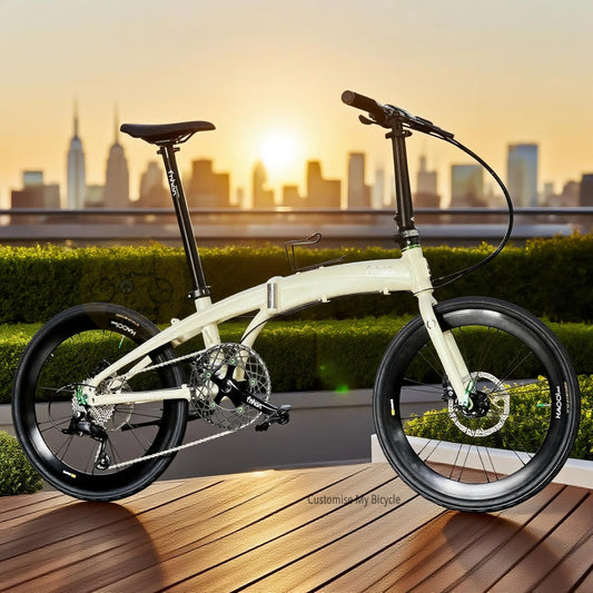 Folding Bike Fnhon Tornado 22 Inch Beige Shimano 9 Speeds Lightweight Urban Foldable Bicycle Malaysia Singapore Indonesia