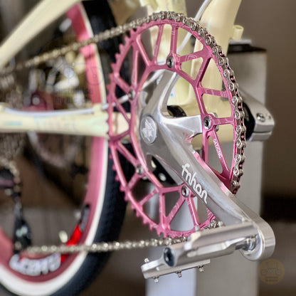 Fnhon Tornado 22" Beige folding bike rear derailleur gearset detail