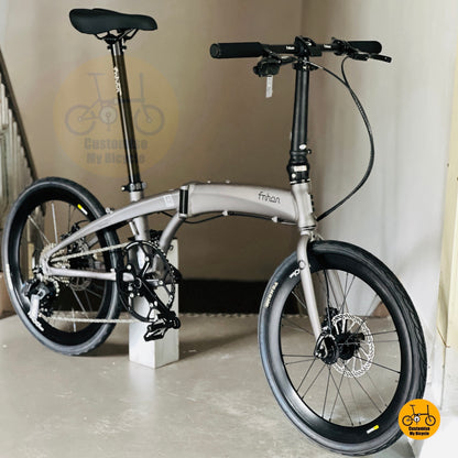 Fnhon Tornado 22 Inch Folding Bike Carbon Grey Wheeltop EDS Wireless 12 Speed Foldable Bicycle Lightweight Aluminium Frame Singapore